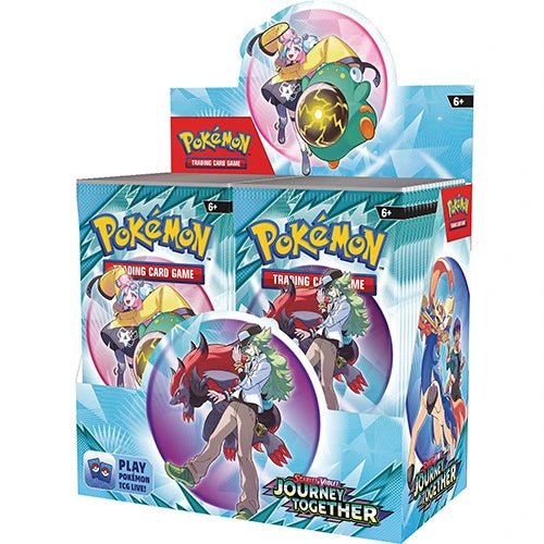 Pokemon Scarlet & Violet 9 - Journey Together Booster Box featuring 36 packs, new Ex Pokémon, Tera Types, and rare holographic cards.